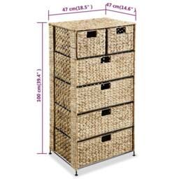 Berkfield Home Storage Unit with 6 Baskets 47x37x100 cm Water Hyacinth in Brown - Size: 47 x 37 x 100 cm - thumbnail 6