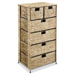 Berkfield Home Storage Unit with 6 Baskets 47x37x100 cm Water Hyacinth in Brown - Size: 47 x 37 x 100 cm - thumbnail 1