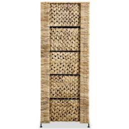 Berkfield Home Storage Unit with 6 Baskets 47x37x100 cm Water Hyacinth in Brown - Size: 47 x 37 x 100 cm - thumbnail 4
