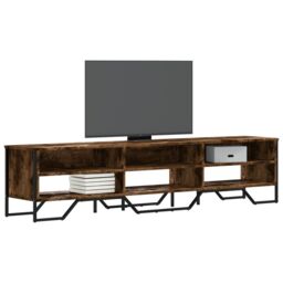 Berkfield Home TV Cabinet Smoked Oak 180x34x41 cm Engineered Wood in Brown - Size: 180 x 34 x 41 cm - thumbnail 1