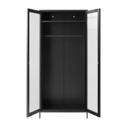 Lemon Pavilion Furniture Storm 2 Door Wardrobe - Steel/Glass - Black - Flat Packed - thumbnail 2