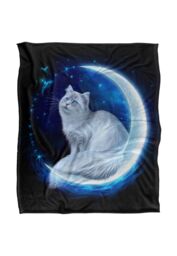 JQ Licensing En Cat In The Moon Silky Touch Super Soft Throw Blanket 152 X 127 cm in White - thumbnail 1
