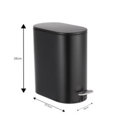 Showerdrape Fortuna 5L Soft Close Bathroom Pedal Bin White in Black - thumbnail 3
