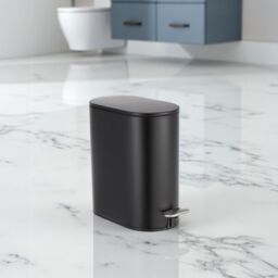 Showerdrape Fortuna 5L Soft Close Bathroom Pedal Bin White in Black
