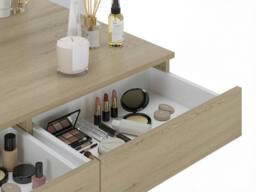 Vente-unique Wall-Mounted Dressing Table With LED Mirror - 2 Drawers - Colour: in Light Oak - thumbnail 6
