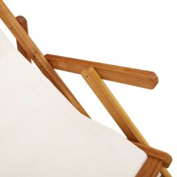 Berkfield Home Folding Beach Chair with Armrests Light Grey Acacia Wood & Textilene - thumbnail 9