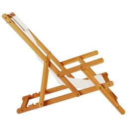 Berkfield Home Folding Beach Chair with Armrests Light Grey Acacia Wood & Textilene - thumbnail 6