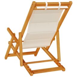 Berkfield Home Folding Beach Chair with Armrests Light Grey Acacia Wood & Textilene - thumbnail 7