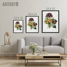 "Artery8 Primrose Flowers Floral Redoute Vintage Black Framed Canvas Wall Art in White - Size: W24"" x H32""" - thumbnail 4