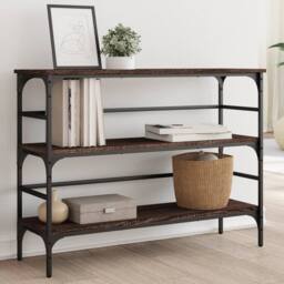 Berkfield Home Console Table Brown Oak 100x32x75 cm Engineered Wood - Size: 100 x 32 x 75 cm - thumbnail 2