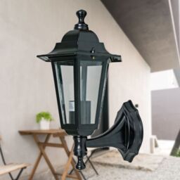 First Choice Lighting Cumbria - Black with Clear Six Sided IP44 Outdoor Wall Light - thumbnail 3