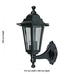 First Choice Lighting Cumbria - Black with Clear Six Sided IP44 Outdoor Wall Light - thumbnail 4