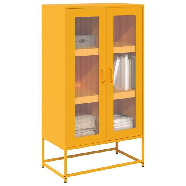 Berkfield Home Highboard Mustard Yellow 68x39x123 cm Steel - Size: 68 x 39 x 123 cm - image 1