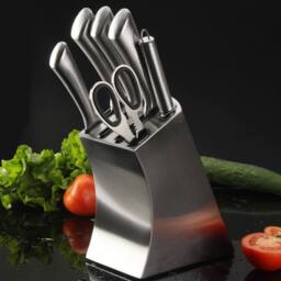 VOGREX Stainless Steel Knife Block Set with Organizer，without knife in Silver - thumbnail 4