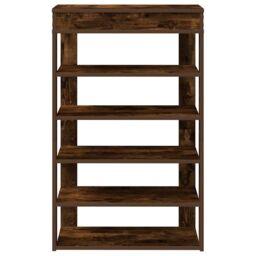 Berkfield Home Shoe Rack Smoked Oak 60x30x98 cm Engineered Wood in Brown - Size: 60 x 30 x 98 cm - thumbnail 4