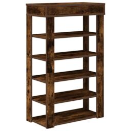Berkfield Home Shoe Rack Smoked Oak 60x30x98 cm Engineered Wood in Brown - Size: 60 x 30 x 98 cm - thumbnail 6