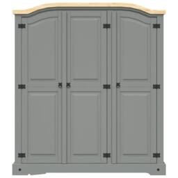 Berkfield Home Wardrobe Mexican Pine Corona Range 3 Doors Grey - thumbnail 1