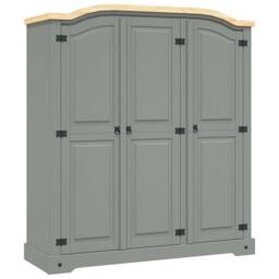 Berkfield Home Wardrobe Mexican Pine Corona Range 3 Doors Grey - thumbnail 2