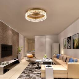 NIVOR 20W LED Ceiling Light Gold Clear Seeded Acrylic Lampshade Round Lamp - thumbnail 5
