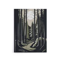 "Artery8 Full Moon Over Forest Landscape Canvas Wall Art Print in Black - Size: W18"" x H24""" - thumbnail 1