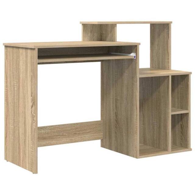 Berkfield Home Desk with Storage Sonoma Oak 120.5x44x88.5 cm Engineered Wood in Beige - image 1