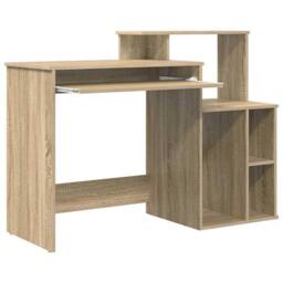 Berkfield Home Desk with Storage Sonoma Oak 120.5x44x88.5 cm Engineered Wood in Beige - thumbnail 5