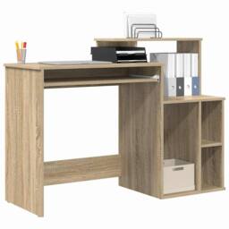 Berkfield Home Desk with Storage Sonoma Oak 120.5x44x88.5 cm Engineered Wood in Beige - thumbnail 3