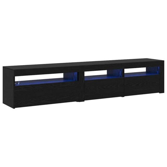 Berkfield Home TV Cabinets 2 pcs with LED Lights Black Oak Engineered Wood - image 1