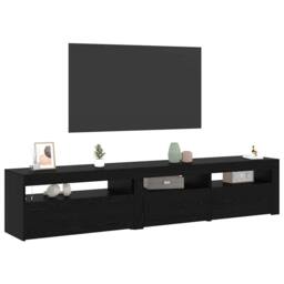 Berkfield Home TV Cabinets 2 pcs with LED Lights Black Oak Engineered Wood - thumbnail 3