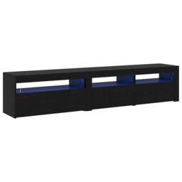 Berkfield Home TV Cabinets 2 pcs with LED Lights Black Oak Engineered Wood - thumbnail 1