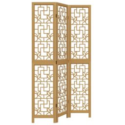 Berkfield Home Room Divider 3 Panels Brown Solid Wood Paulownia - thumbnail 2