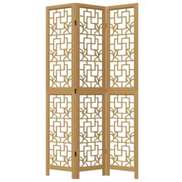 Berkfield Home Room Divider 3 Panels Brown Solid Wood Paulownia - thumbnail 4