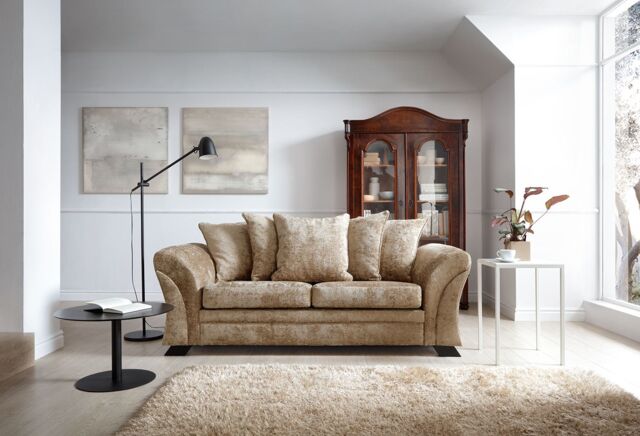 Abakus Direct Farrow Crushed Chenille 3 Seater Sofa in Brown - image 1