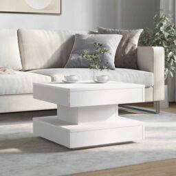 Berkfield Home Coffee Table 360-Degree Rotatable White 50x50x34.5 cm - thumbnail 3