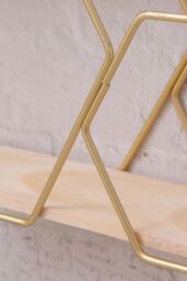 Living and Home 2 Tier Wall Floating Shelf Modern Hexagonal Plant Stand in Gold - thumbnail 4