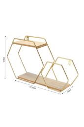 Living and Home 2 Tier Wall Floating Shelf Modern Hexagonal Plant Stand in Gold - thumbnail 5