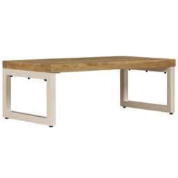 Berkfield Home Coffee Table 100x50x35 cm Solid Mango Wood & Steel in Brown - Size: 100 x 50 x 35 cm - thumbnail 2