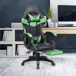 Neo Foot Turbo Massage Leather Recliner PC Gaming Chair with Footrest in Green - thumbnail 7