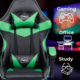 Neo Foot Turbo Massage Leather Recliner PC Gaming Chair with Footrest in Green - thumbnail 5