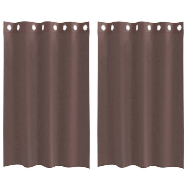 Berkfield Home Voile Curtains with Grommets 2 pcs Brown 140x175 cm - image 1