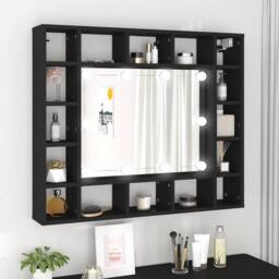 Berkfield Home LED Mirror Cabinet Black 91x15x76.5 cm
