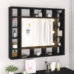 Berkfield Home LED Mirror Cabinet Black 91x15x76.5 cm - thumbnail 3