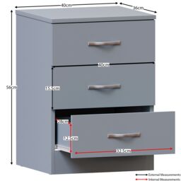 Home Discount Vida Designs 4Pc Bedroom Set 2x3Drawer Bedside, 4Drawer, 3 Dr Wardrobe in Grey - thumbnail 5