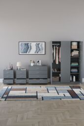 Home Discount Vida Designs 4Pc Bedroom Set 2x3Drawer Bedside, 4Drawer, 3 Dr Wardrobe in Grey - thumbnail 3