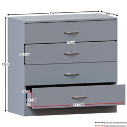 Home Discount Vida Designs 4Pc Bedroom Set 2x3Drawer Bedside, 4Drawer, 3 Dr Wardrobe in Grey - thumbnail 6