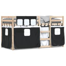 Berkfield Home Bunk Bed without Mattress White&Black 90x190 cm Single Solid Wood Pine in Black - thumbnail 2