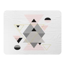 Benjamin Tate Design Pink & Grey Geometric Triangles Blanket in Natural - Size: 120 cm x 150 cm - thumbnail 1