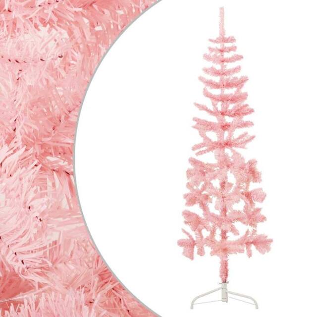 Berkfield Home Slim Artificial Half Christmas Tree with Stand Pink 180 cm - image 1