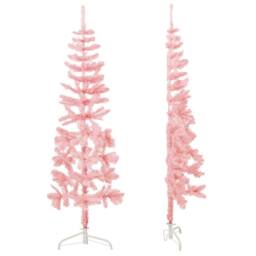 Berkfield Home Slim Artificial Half Christmas Tree with Stand Pink 180 cm - thumbnail 4