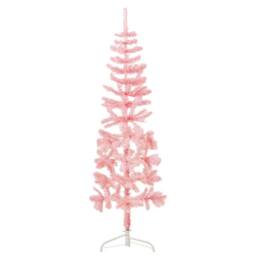 Berkfield Home Slim Artificial Half Christmas Tree with Stand Pink 180 cm - thumbnail 2